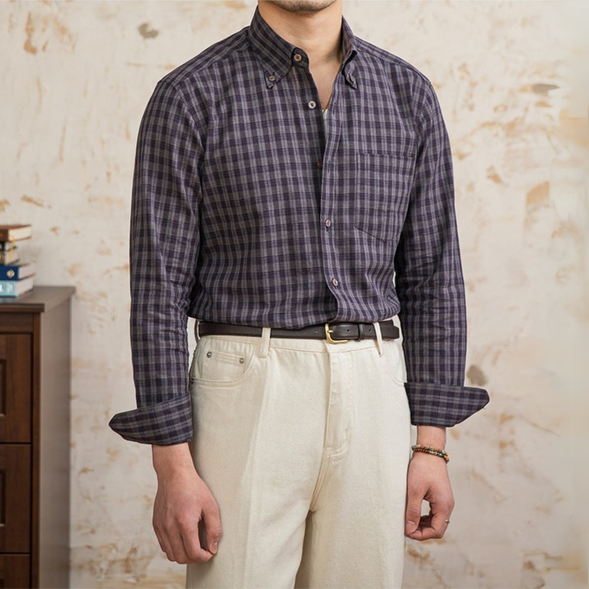 The Rivington Check Shirt  Plum Check / XL Tovian Instinct
