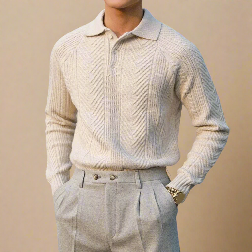 The Verona Cable Knit Polo Tovian Instinct