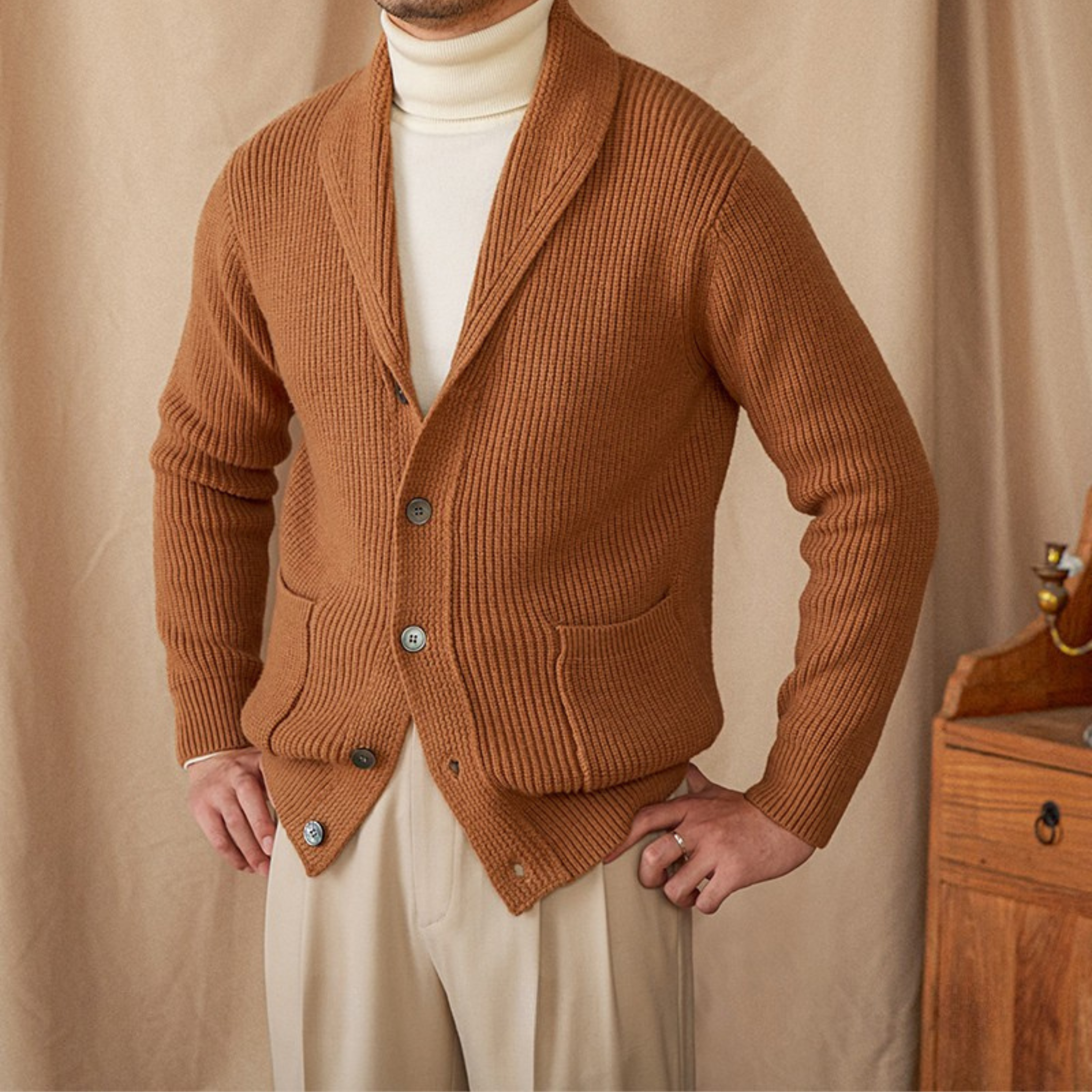The Rellan Cardigan  Rust / 2XL Tovian Instinct