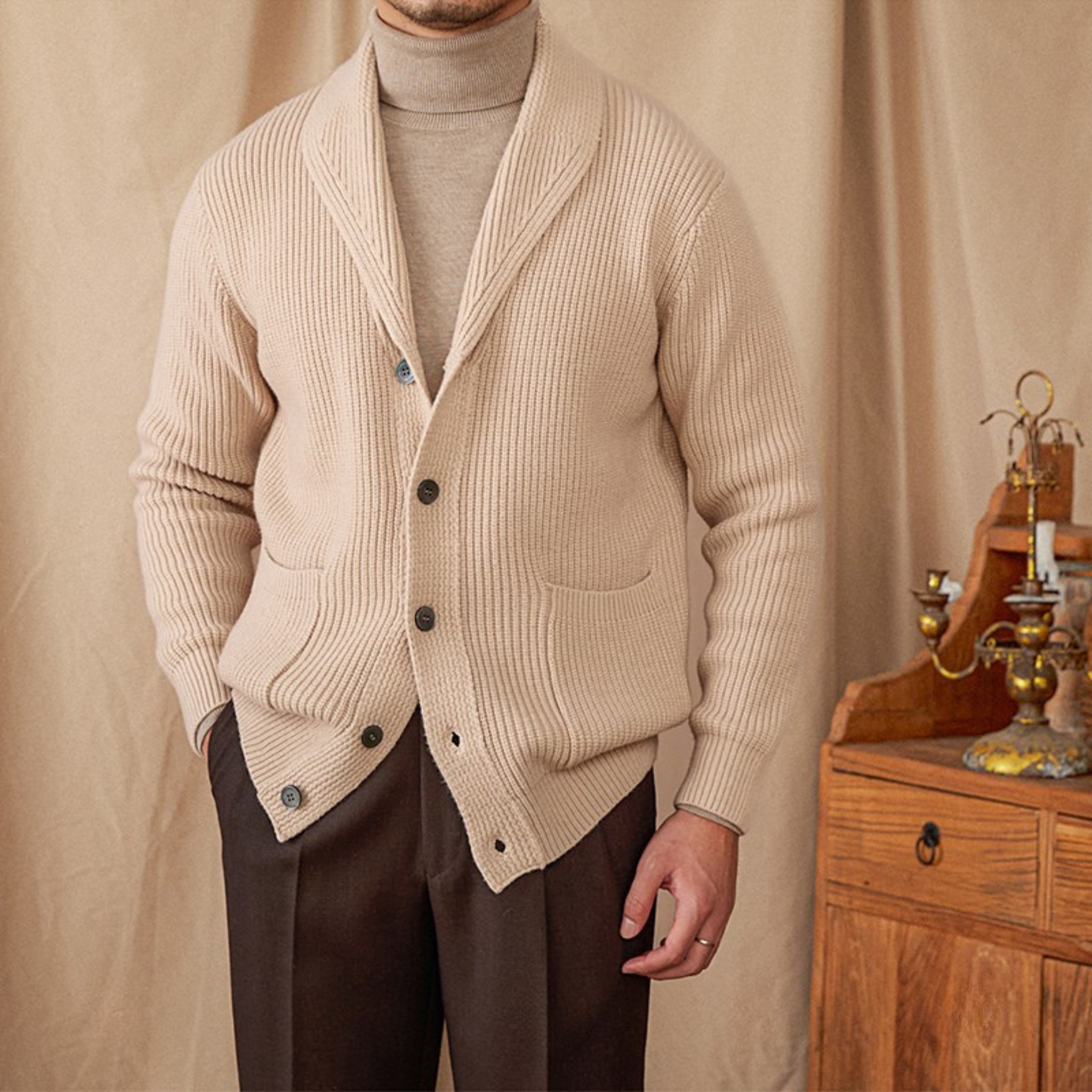 The Rellan Cardigan  Oatmeal / 2XL Tovian Instinct
