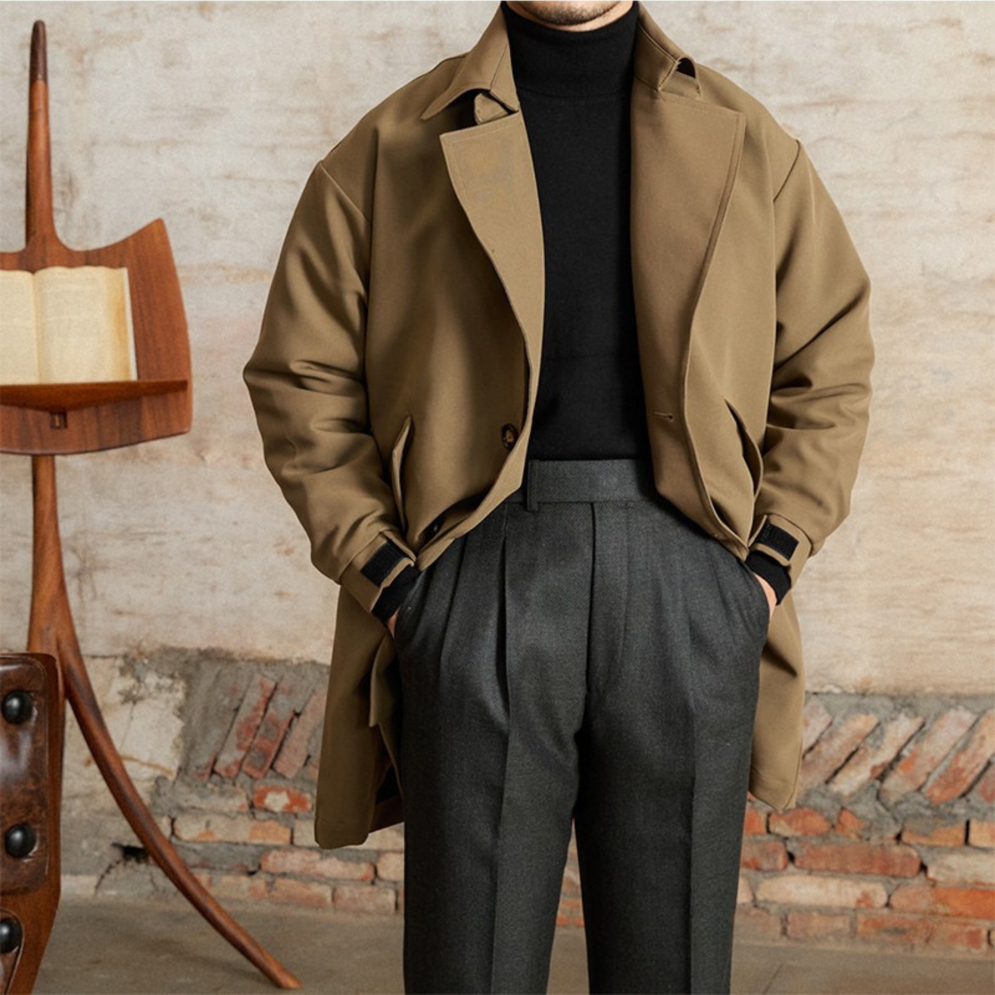 The Astaire Down Trench  Coffee Green / XL Tovian Instinct