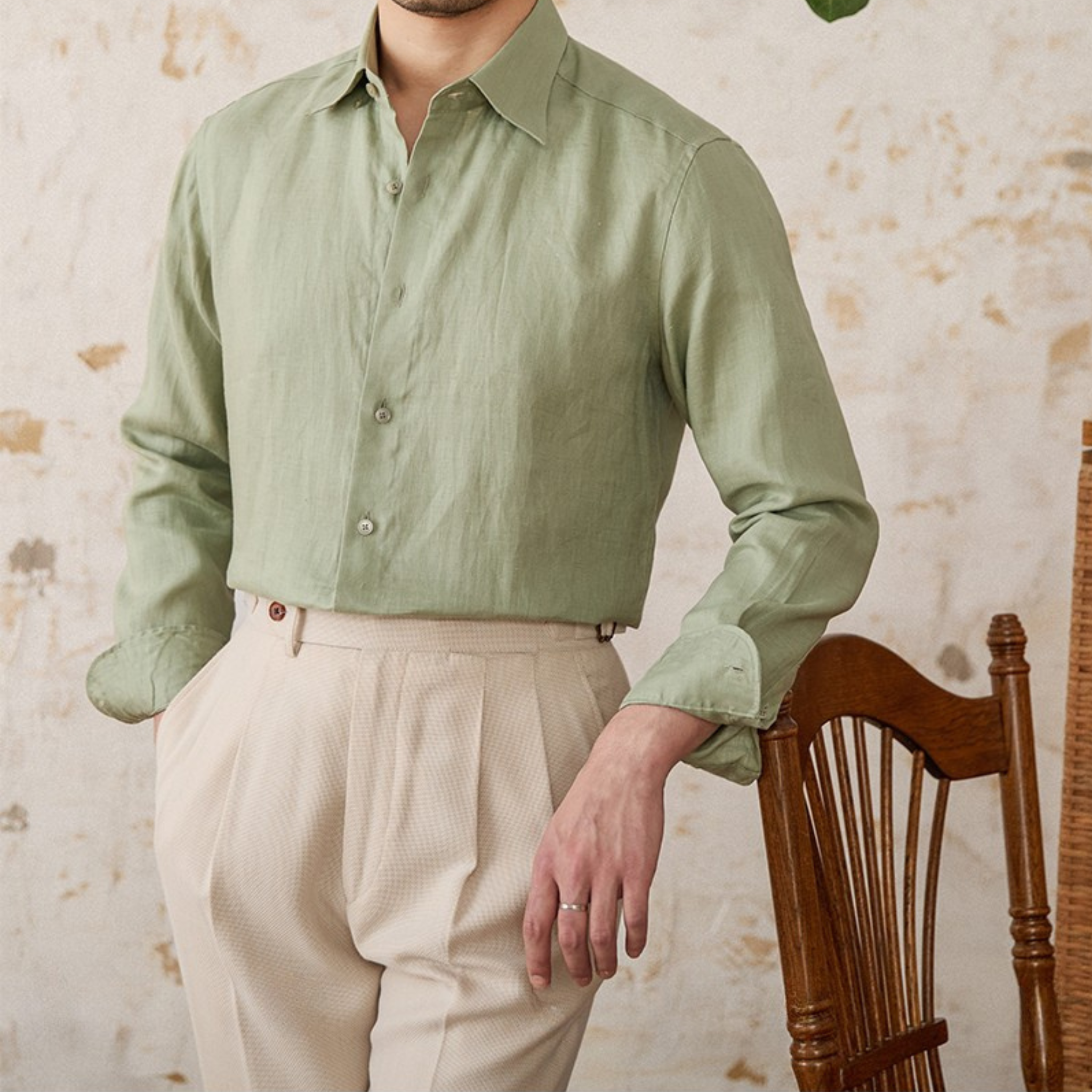 The Brentino Linen Shirt  Sage Green / XL Tovian Instinct