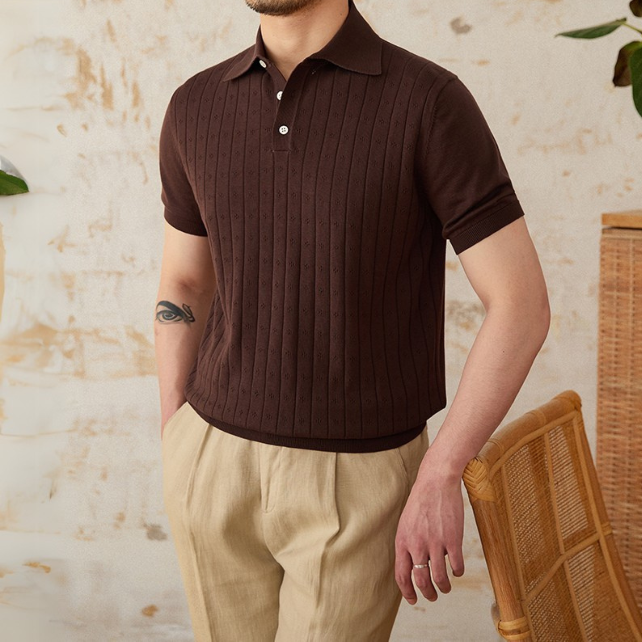 The Nolet Knit Polo  Brown / 2XL Tovian Instinct