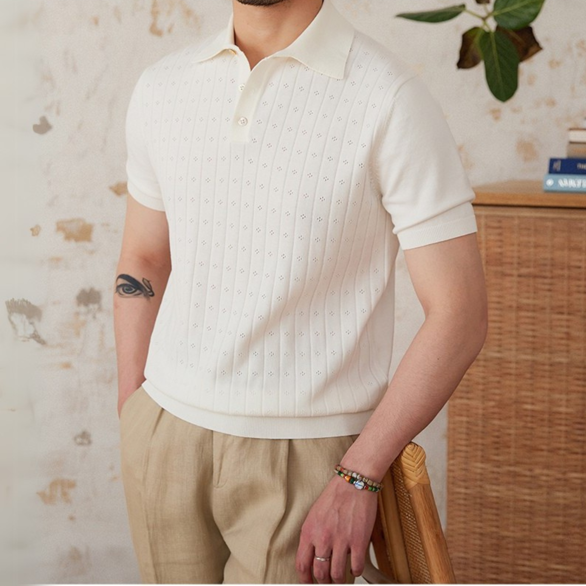 The Nolet Knit Polo Ivory / 2XL Tovian Instinct
