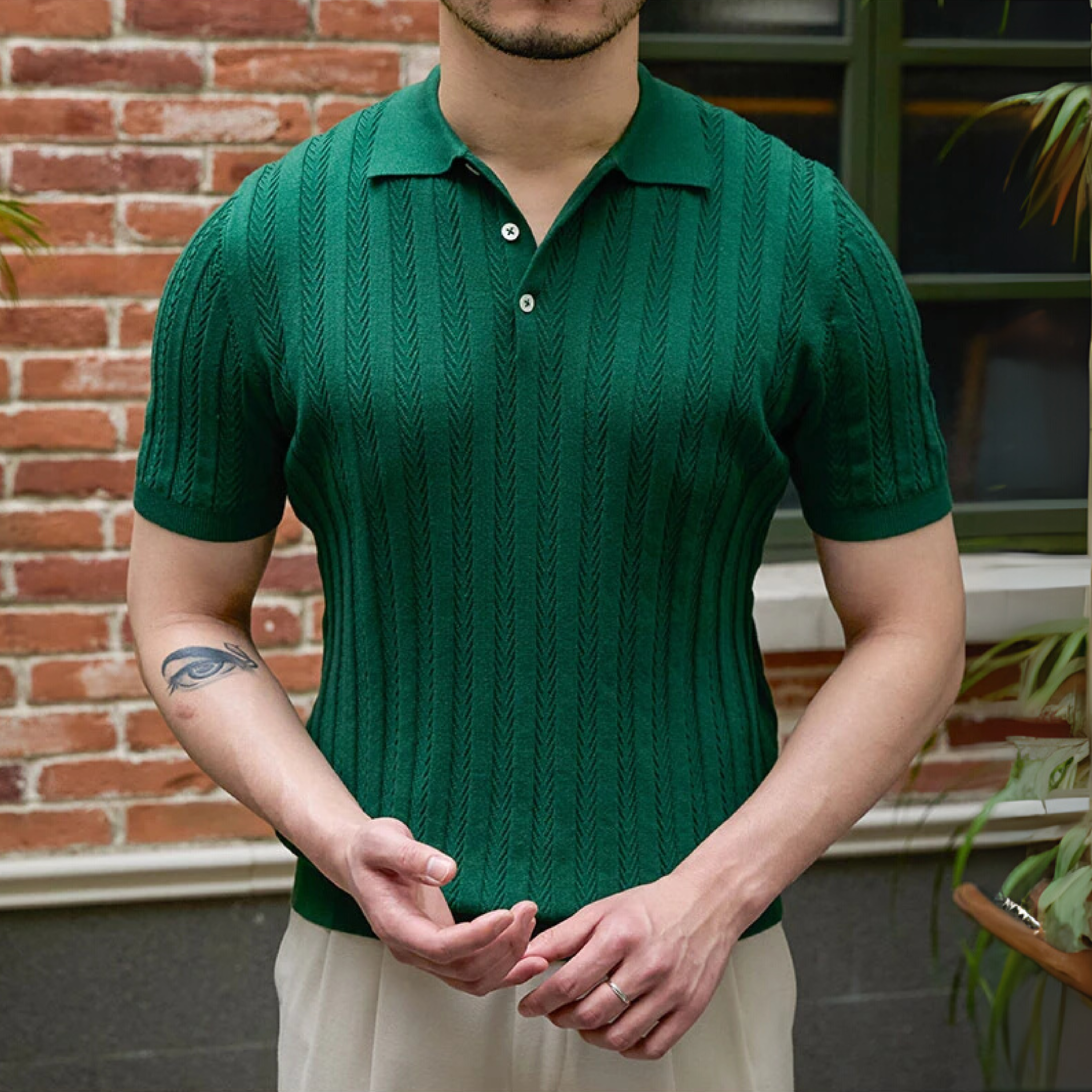 The Marzio Jacquard Polo  Green / XL Tovian Instinct