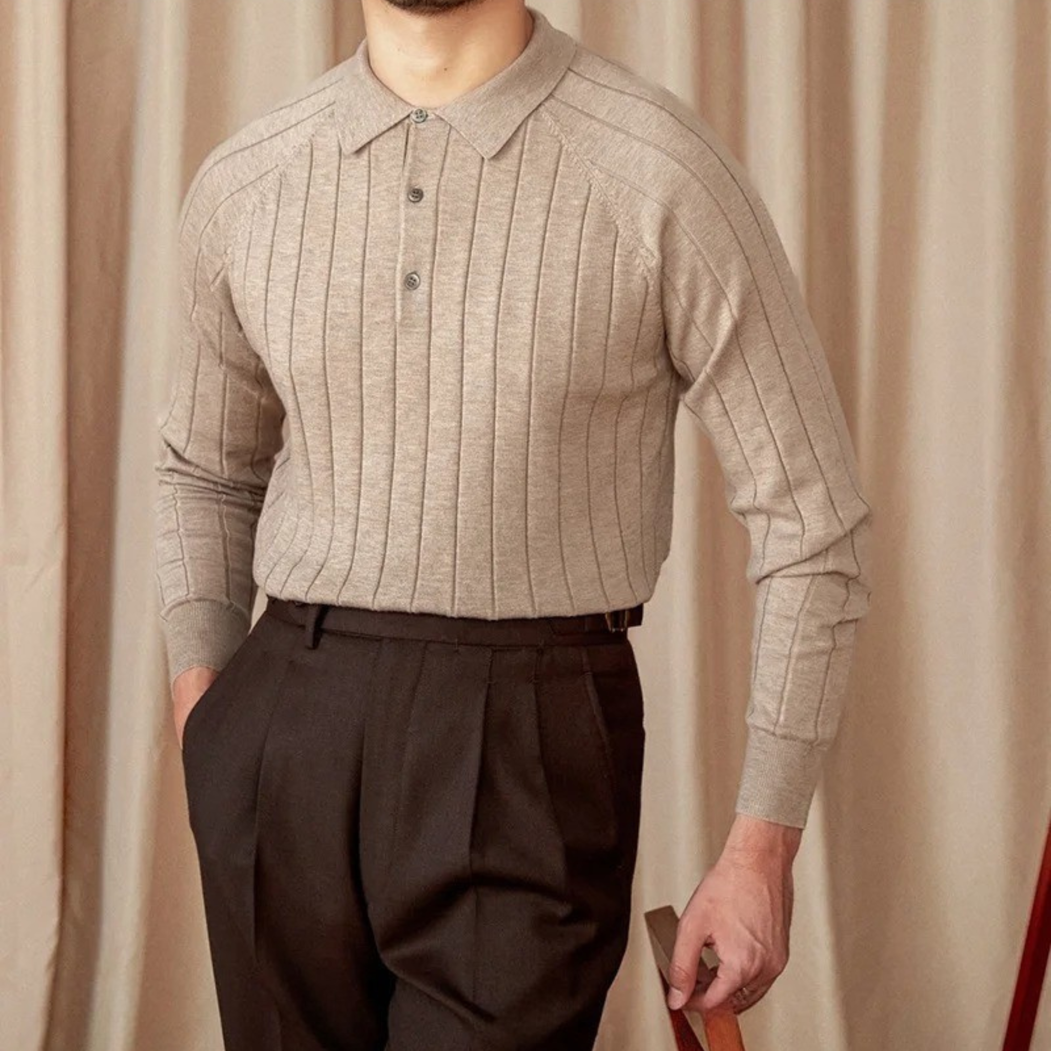 The Ventnor Knit Polo  Beige / XL Tovian Instinct