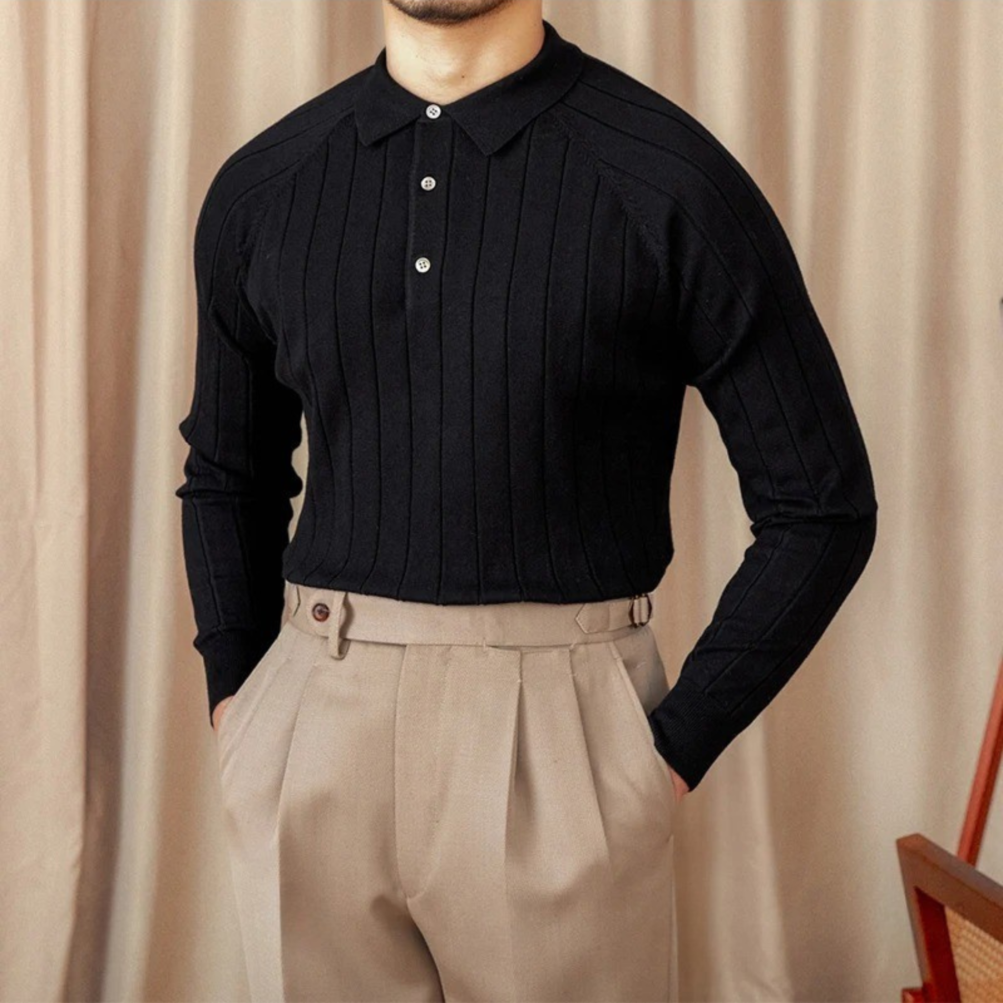 The Ventnor Knit Polo  Black / XL Tovian Instinct