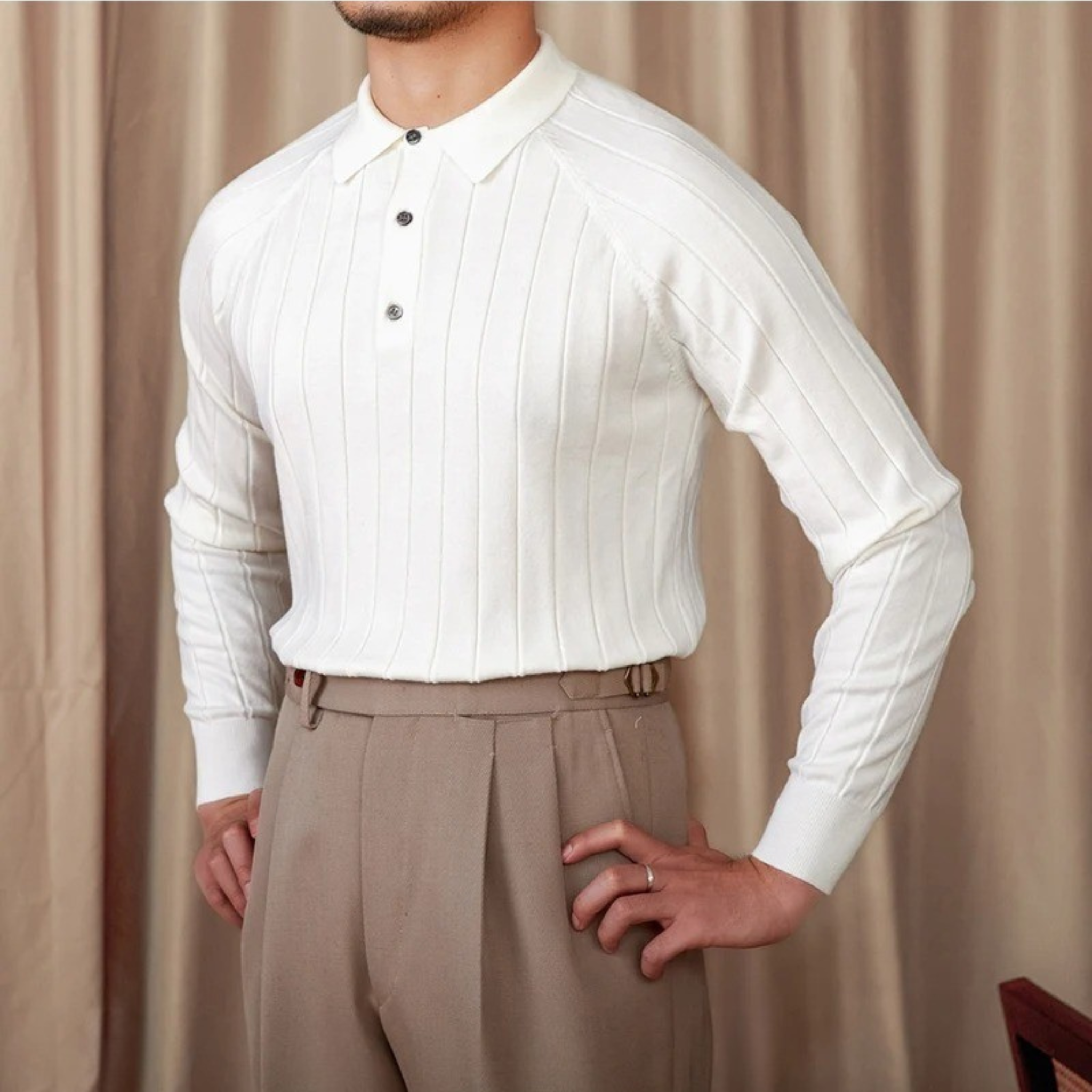 The Ventnor Knit Polo  White / XL Tovian Instinct