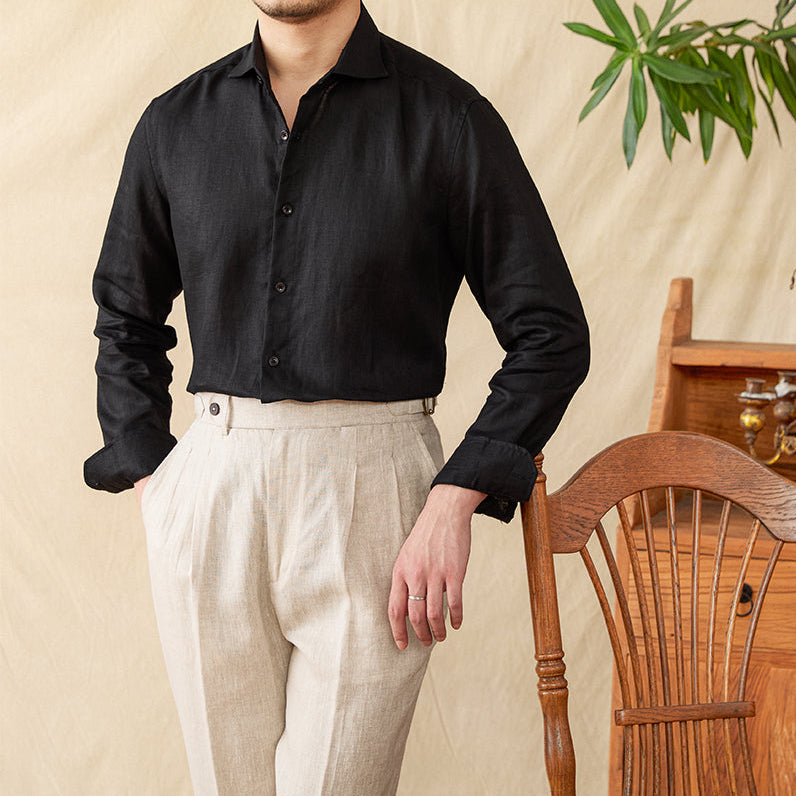 The Positano Linen Shirt  Black / 2XL Tovian Instinct