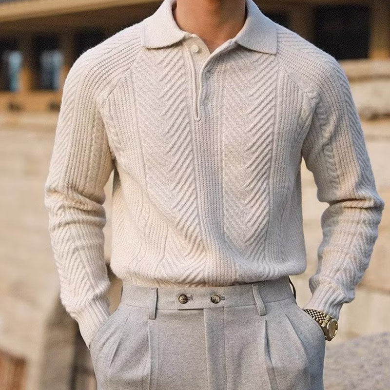 The Verona Cable Knit Polo  Beige / 3XL Tovian Instinct