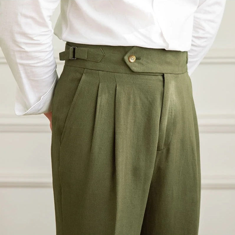 The Valverde Cotton-Linen Trousers  Green / 34 Tovian Instinct