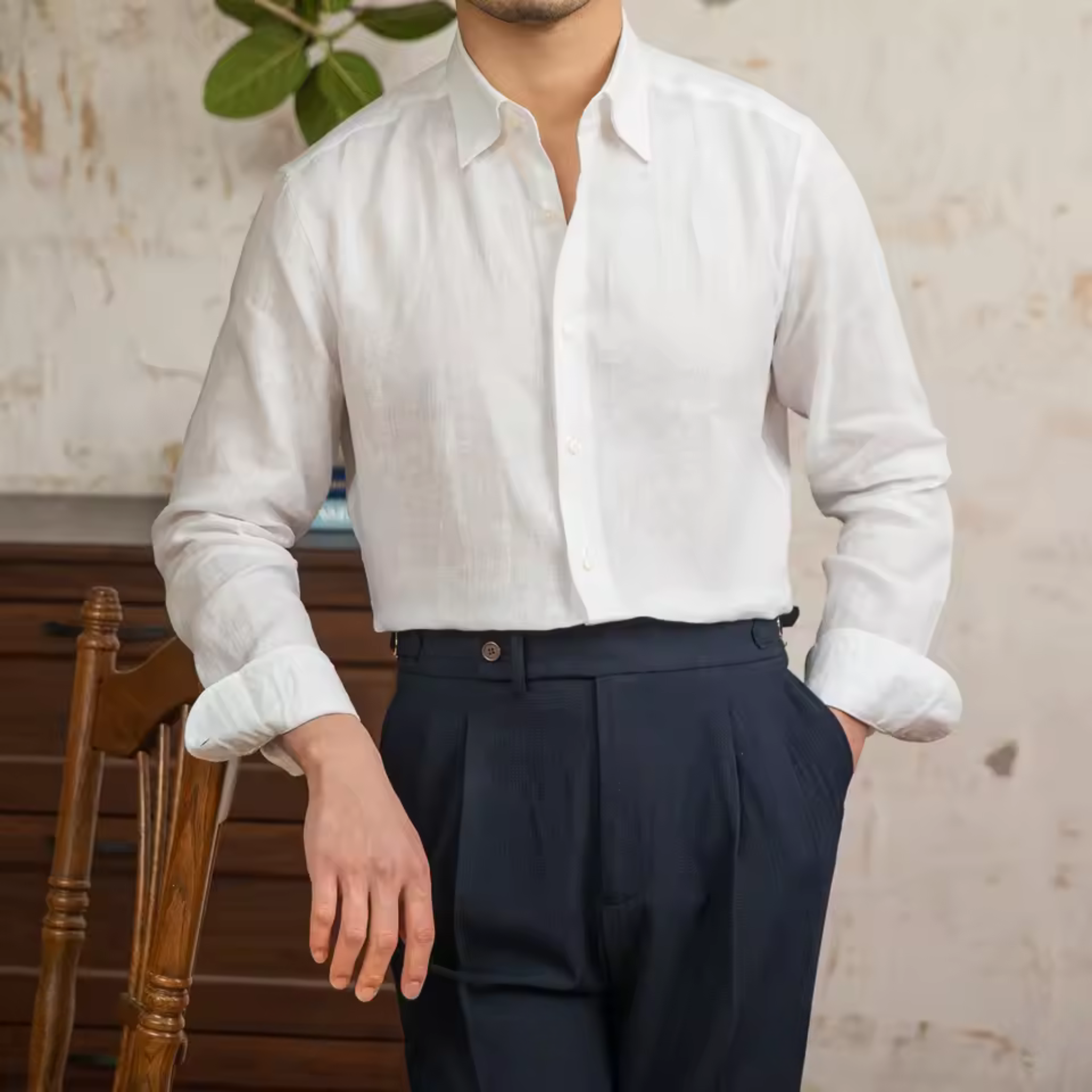 The Brentino Linen Shirt  White / XL Tovian Instinct