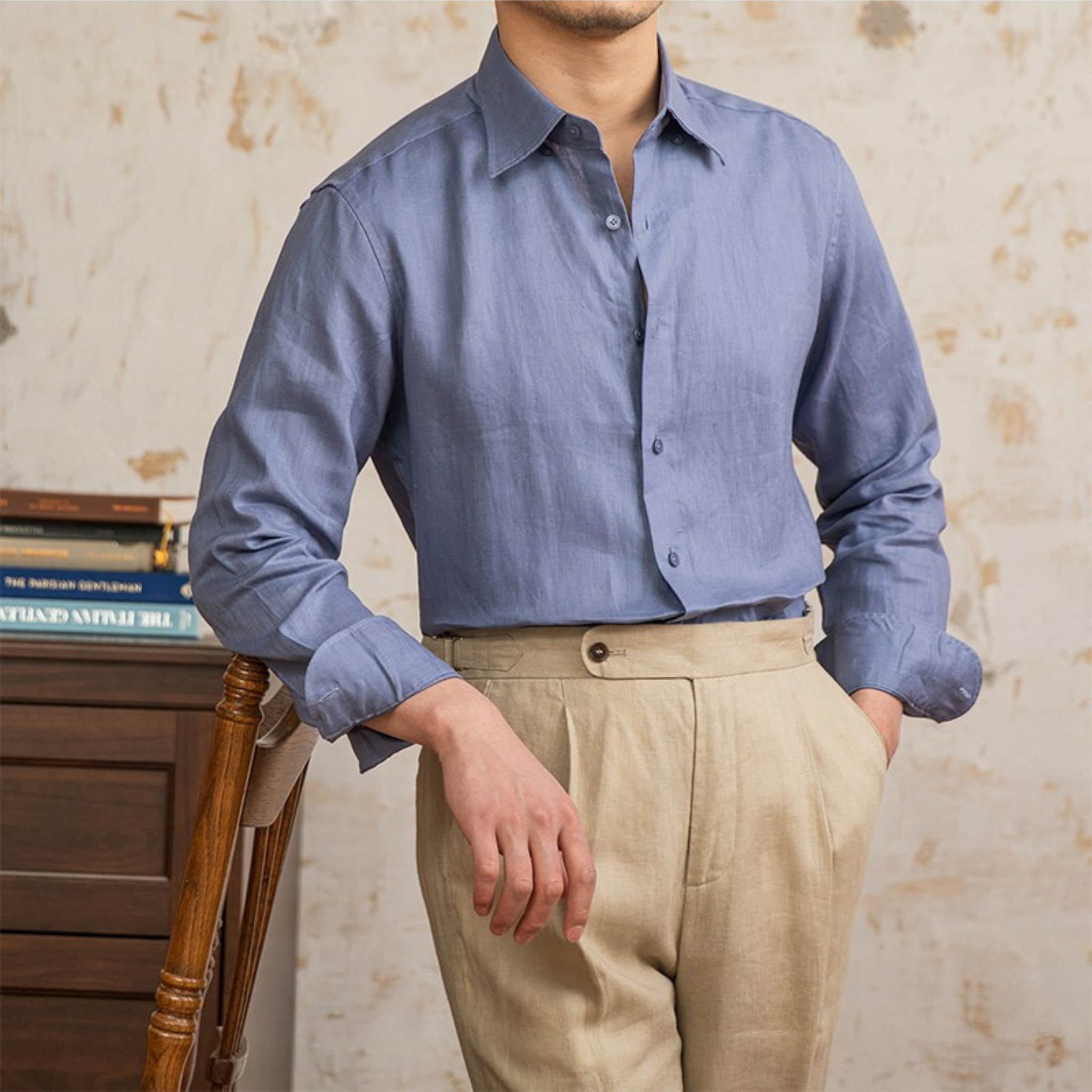 The Brentino Linen Shirt  Dusty Blue / XL Tovian Instinct