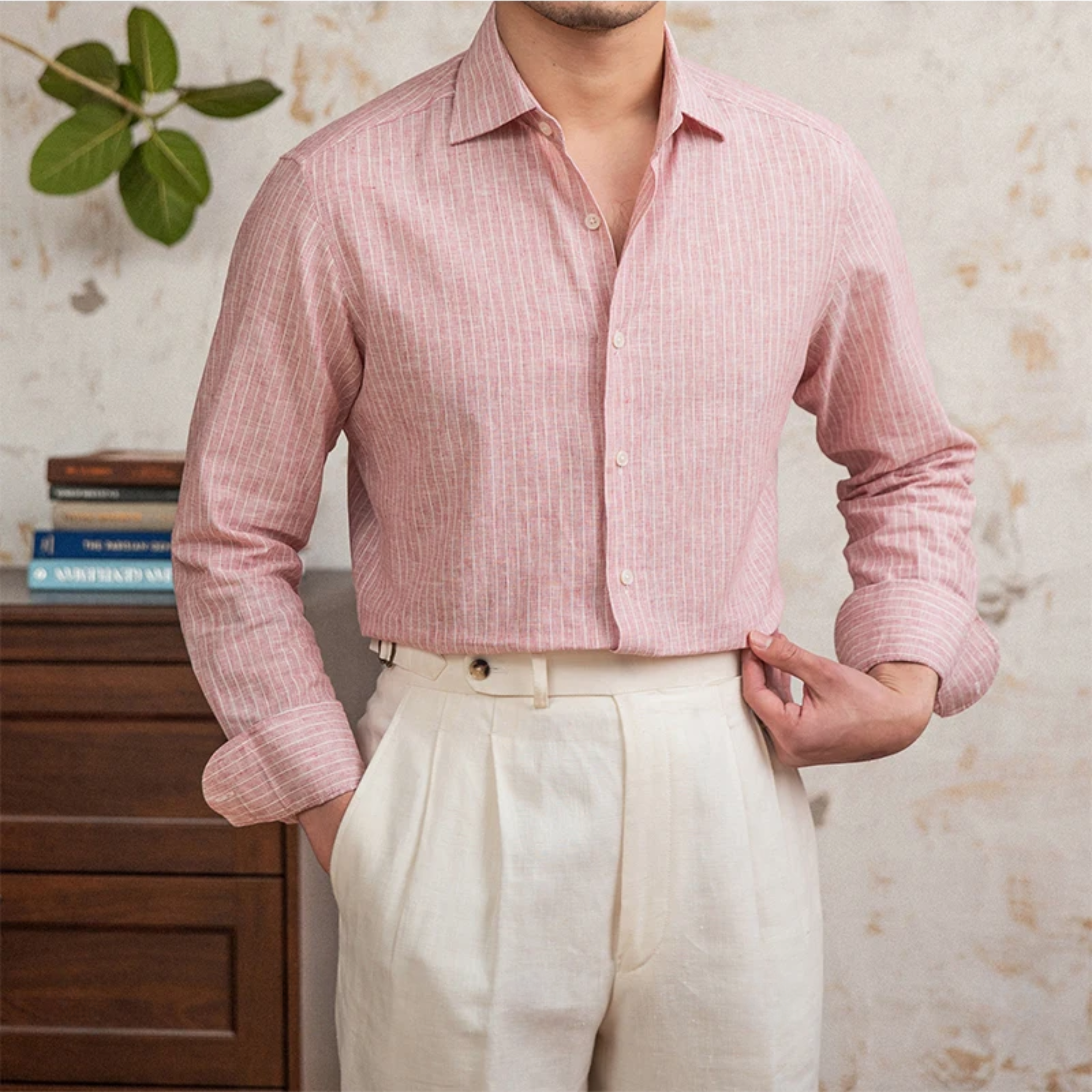 The Calden Cotton-Linen Shirt  Red / 2XL Tovian Instinct