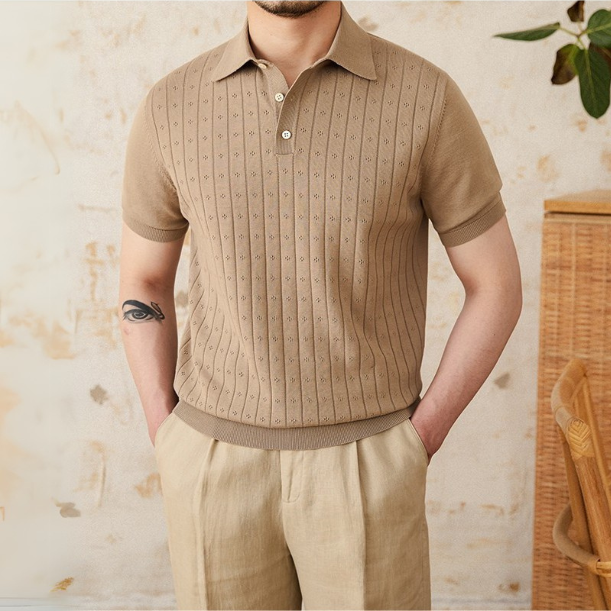 The Nolet Knit Polo  Camel / 2XL Tovian Instinct