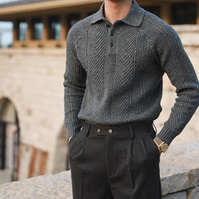 The Verona Cable Knit Polo   Tovian Instinct
