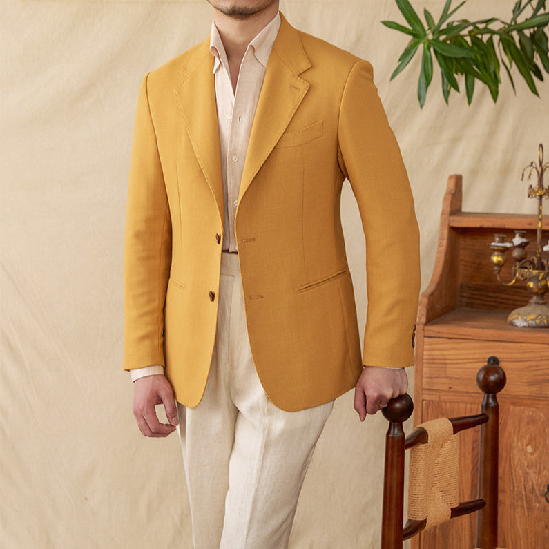 The Valerio Linen-Tencel Blazer  Mustard Yellow / XL Tovian Instinct